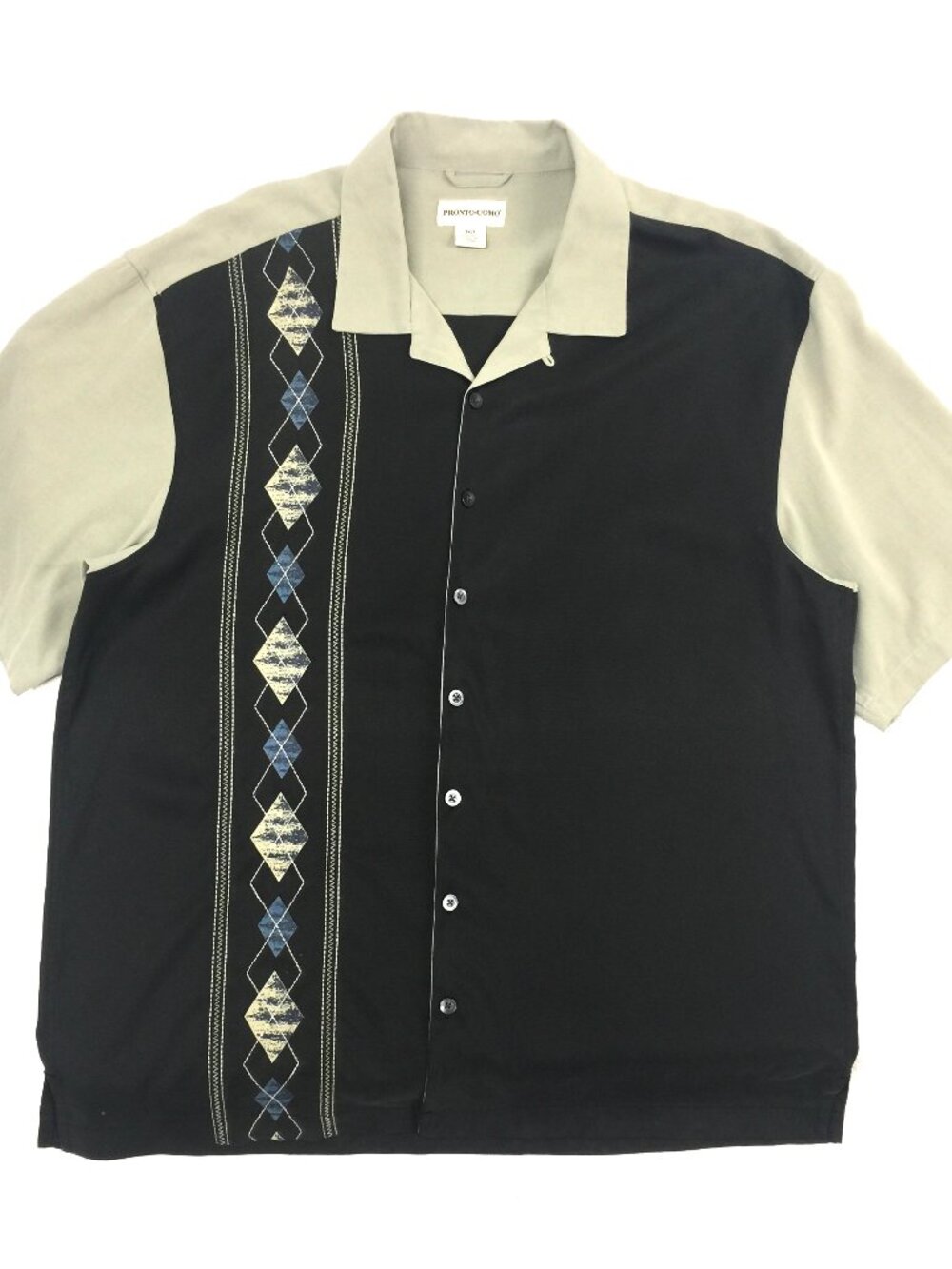 PRONTO UOMO 100% Silk Short Sleeve Button Down Shirt NEW